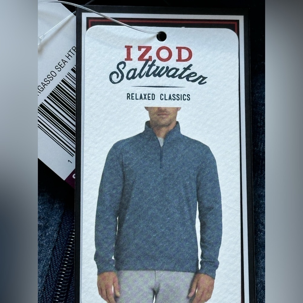 Izod Saltwater Classic 1/4 Zip Sweater/Sweatshirt Relaxed Classics Long Sleeve - Picture 3 of 7